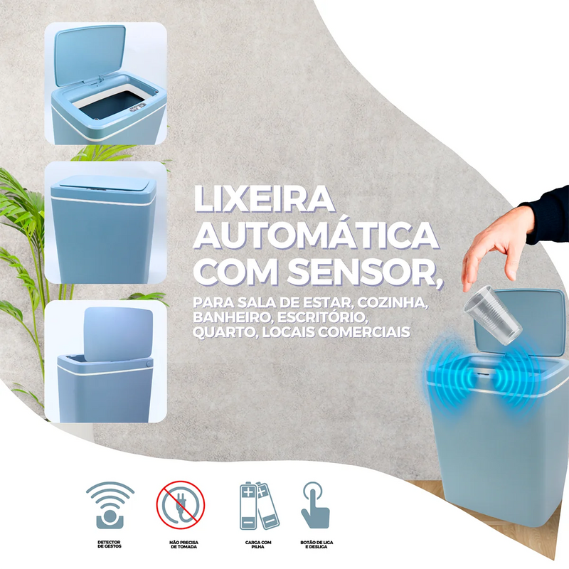 Lixeira Inteligente Com Sensor De Movimento Automático 14l